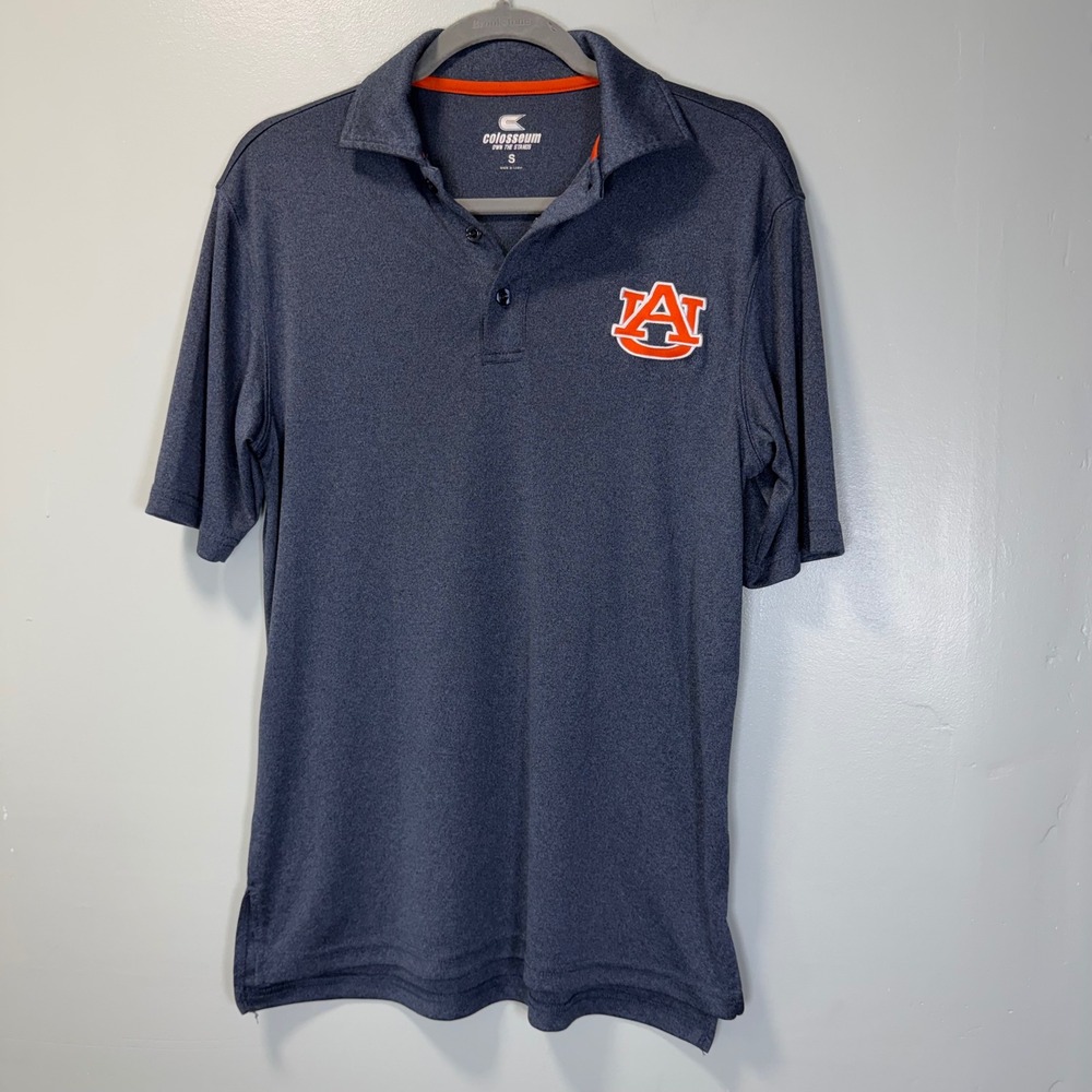 Colosseum Auburn‎ Tigers Mens Small Navy Blue Heather Polo Shirt AU Logo